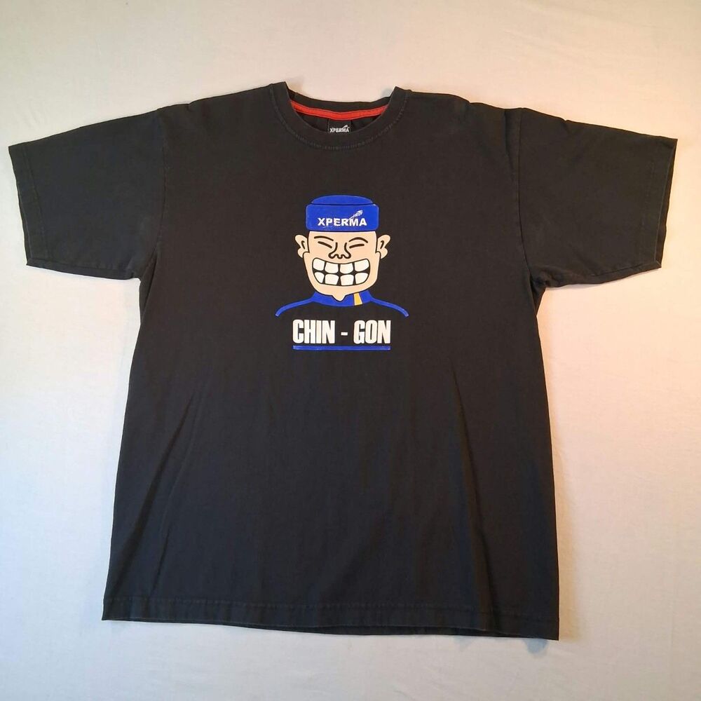 Vintage Xperma Chin Gon X-Sport Hum T Shirt Mens XL Black Graphic Tee